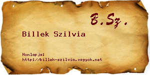 Billek Szilvia névjegykártya